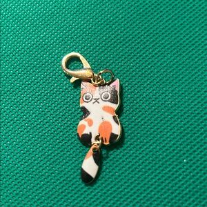Calico Cat Charm with Gold Clasp